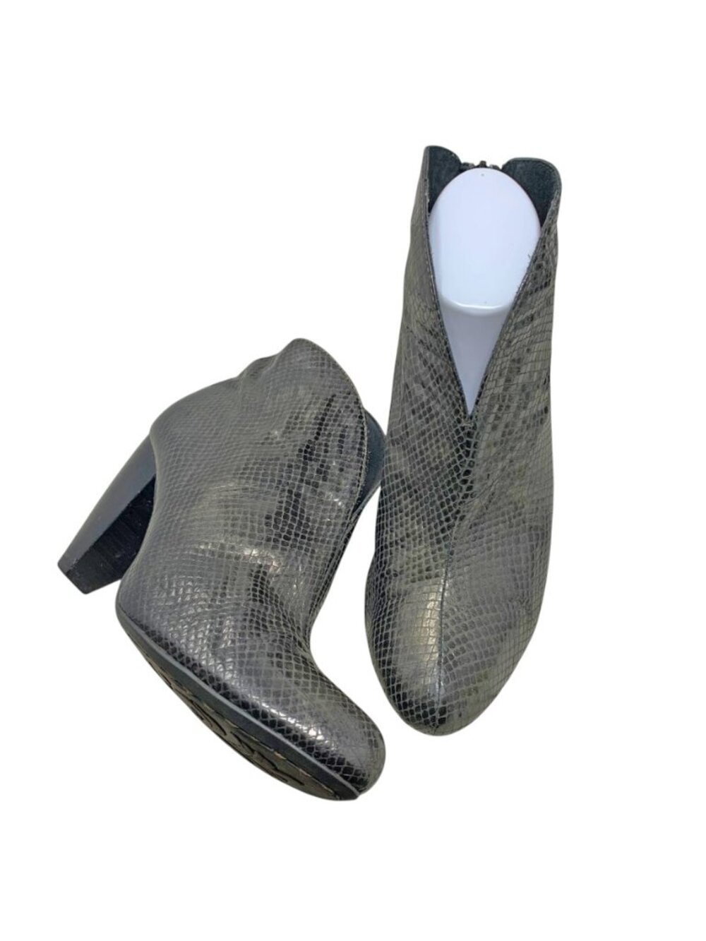 BORN Crown‎ Woodlynne Pewter Embossed Leather Ankle Boots